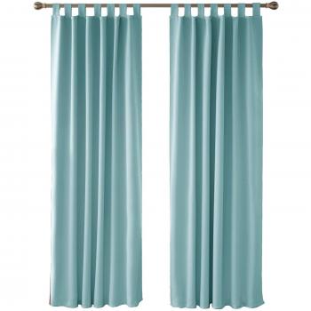 Deconovo Vorhang mit Schlaufen, 214x132 cm, Verdunkelung, Himmelblau, 2er Set