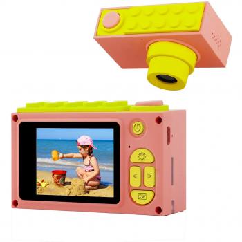 FishOaky wasserdichte Digitalkamera für Kinder, Videokamera, 1080P, 8MP, 4X Zoom, 2 Zoll LCD (Rosa)