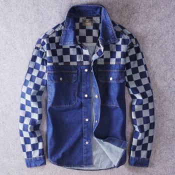 Chemise vintage en denim pour homme, manches longues, coton, style Hip Hop, printemps-automne