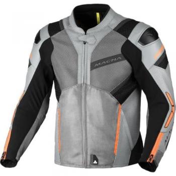 Blouson perforé Macna Galvic en cuir/textile Noir Gris Orange taille 56