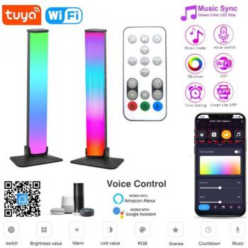 Barre lumineuse LED Tuya, WiFi + IR, 2 unités, adaptée à Alexa et Google Home