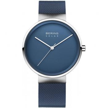 BERING Unisex Blue & Silver Stainless Steel Solar Watch