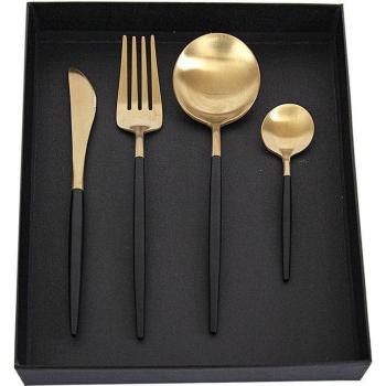 Cubiertos de Mesa STYLE HOME 4 Piezas en Negro y Dorado