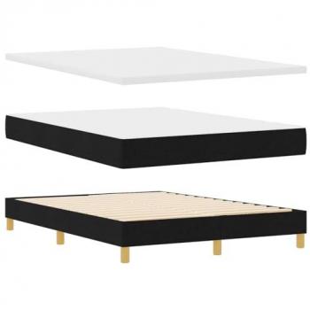 Lit à Ressorts Crème 90x200 cm Tissu Noir