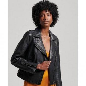Chaqueta motera Superdry negra para mujer