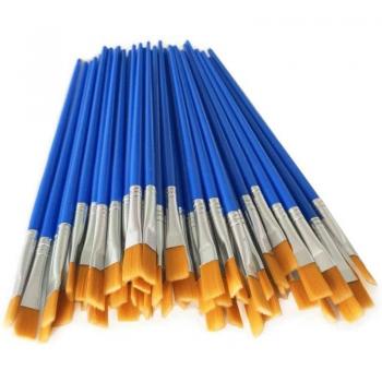 Ensemble Pinceaux Plats 100 – Poils Nylon pour Peinture Acrylique Mini