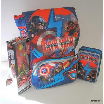 SchoolPack 3in1 con Action Figure di Captain America