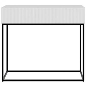 Veldio 90 cm Console à Tiroir – Blanc, Pieds Noirs – Selsey