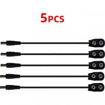 Guitar Effect Pedal Power Supply Cable with 9V Battery Clip and DC 2.1mm x 5.5mm Connector (2-8 PCS)