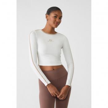 Ecru Polyamidshirt mit Stickerei von Stradivarius