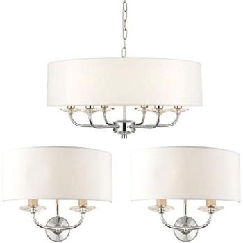 NickelNest 6‑Bulb Ceiling Lamp + Twin Wall Set