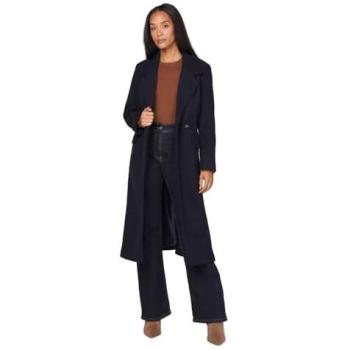 Women's Wallis Petite Navy Belted Split Coat, Size 10