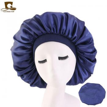 Women's Wide Brim Silky Satin Sleeping Cap – Curly Hair Support