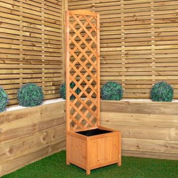Samuel Alexander 1.6m Brown Natural Wood Freestanding Trellis with Raised Bed