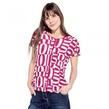 Cecil T‑shirt tunique rose imprimé – Small