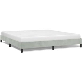 VidaXL King Size Light Grey Velvet Engineered Wood Frame