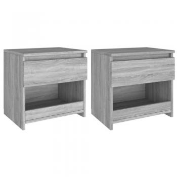 Grey Sonoma Bedside Cabinets Set of 2, 40x30x39 cm Engineered Wood