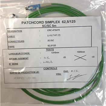 AVB Optical Fiber Cable 5m SC/SC Simplex 62.5/125