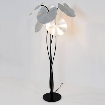 Lámpara de pie Controversia con luz LED y pantalla de plata