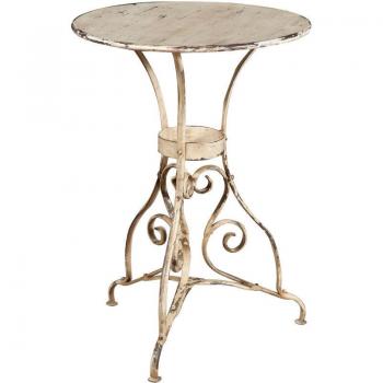 Ronde de Table Blanc Antique en Fer Forgé