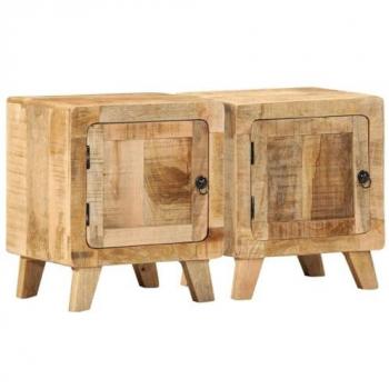 Table de chevet en bois massif de manguier brut