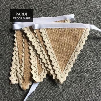 Lace Trimmed Burlap Bunting