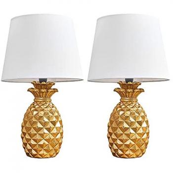 Elegant Pineapple Gold Lamp Set