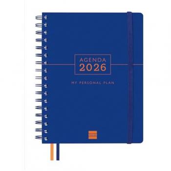 Agenda 16 meses 2025-2026 Tempus 1/4 155x217 mm Semana Vista Vertical Azul Multilingüe