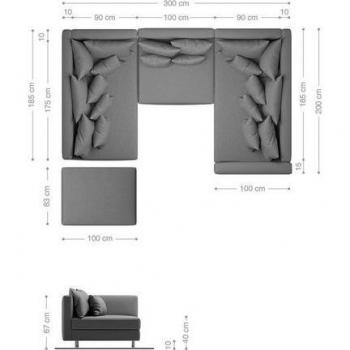 Clovis Sofa‑Set in Weiß‑Schwarz mit integriertem Hocker