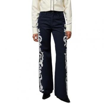 Jean femme Wrangler 70s évasé brodé noir