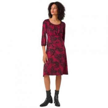 Robe Extensible Fleuri Rouge 40