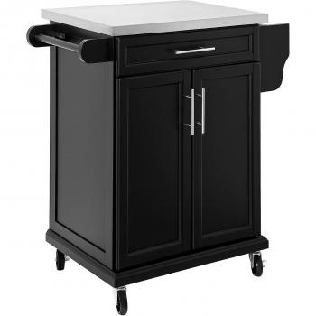 Desserte Roulante Multifonctionnelle Chariot de Cuisine Noir avec Porte et Tiroir 83x46x90 cm FKW110-SCH