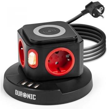 Multiprise 4 prises Duronic ET4W avec recharge sans fil et 3 ports USB
