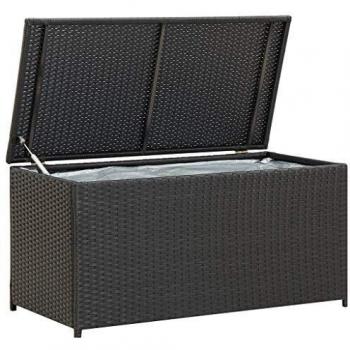 VidaXL Scatola di Stoccaggio da Giardino in Polyrattan 100x50x50 cm Nera