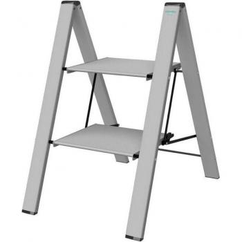 Sgabello Leonardo 2 Gradini Alluminio Anodizzato, Ultrasottile, Ultrapiatto, Nero – Portata Max 150 kg (EN14183) – Made in Italy