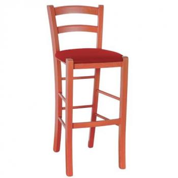 Rustikaler Barhocker in Orange mit rotem Sitz