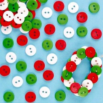 Red, White & Green Decorative Buttons (Pack of 250)