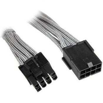 Silvertail 45 cm PCIe 6+2 Pin Extension, Black‑Silver Coat
