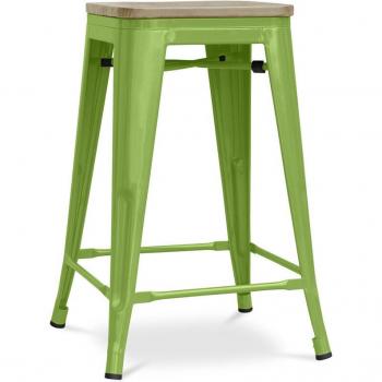 Sgabello Design Bar – Legno & Acciaio 61 cm (Stylix Verde Chiaro)