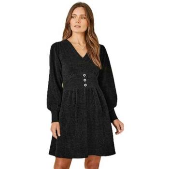 Robe Skater Empire – Col en V Noir, Yumi Tricoté