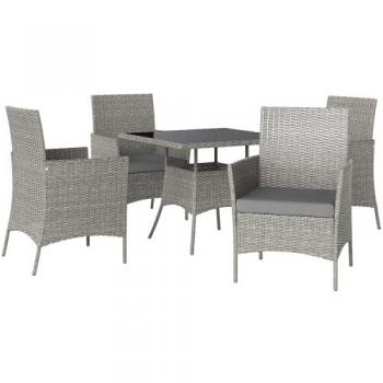 Rattan Patio Dining Table and Chairs for 4
