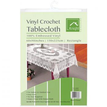 Knight 100% Embossed Vinyl Crochet Effect Oval Table Cover