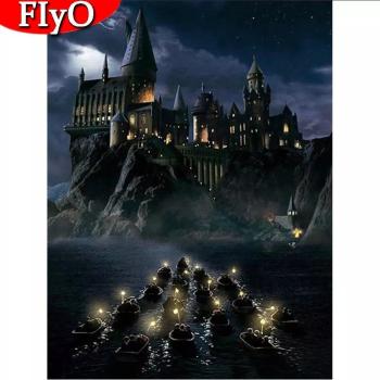 Handmade 5D Rhinestone Castle Mosaic – Full Square Painting
