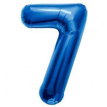Folienballon Zahl 7 blau 40 cm (nicht aufgeblasen)