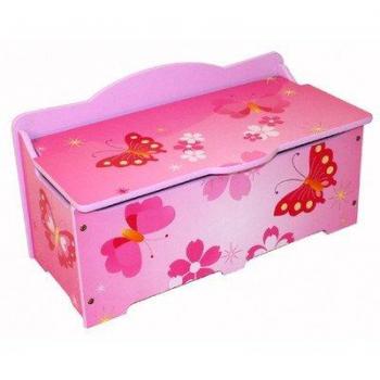 Multicolored Wooden Toy Bin with Butterfly Print from Homestyle4U