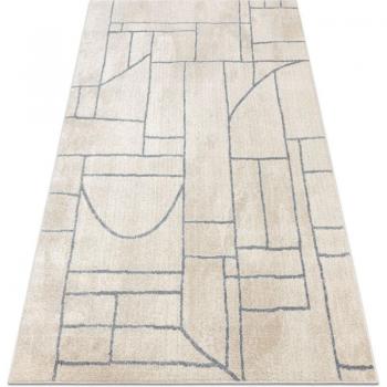 Abstract Beige & Grey Patterned Rug