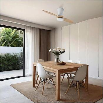 VENTYLY Lean Ventilador de Techo con Luz y Estilo en Madera Clara