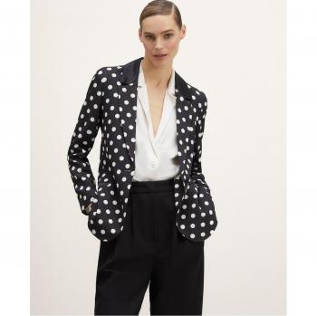 Blazer de mujer con estampado de lunares y cierre de botón