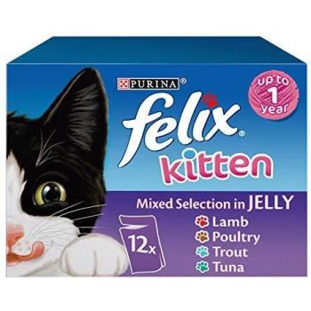 Felix Kitten Food Mixed Jelly Pouches, 12 x 100g