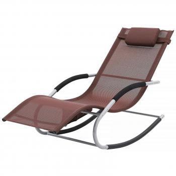 SONGMICS Transat avec Appui-tête Brun